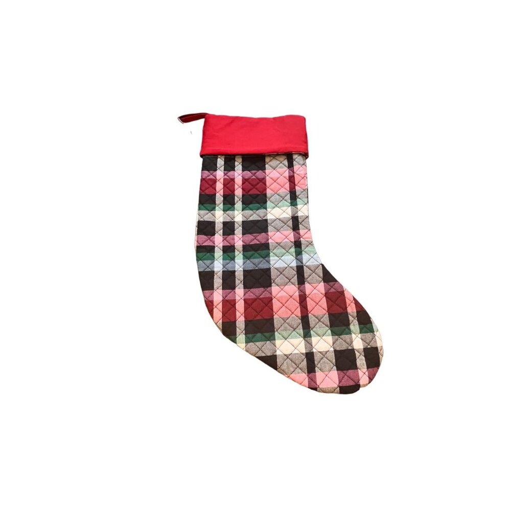 Vera Bradley Ribbons Plaid Christmas Quilted Stocking Holiday Decor New